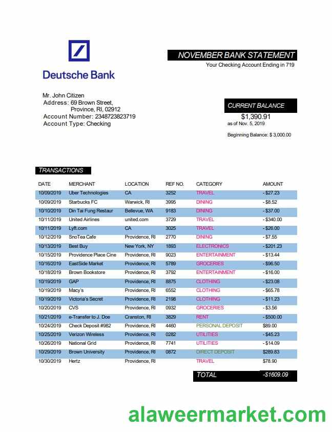 Germany Deutsche bank statement